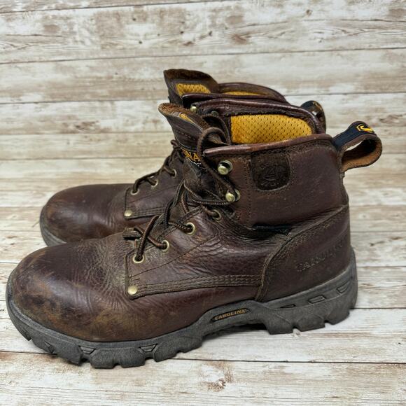 Carolina Brown Leather Oil Resistant Lace Up Steel Toe Work Boots Men's Size 9D - Picture 3 of 8